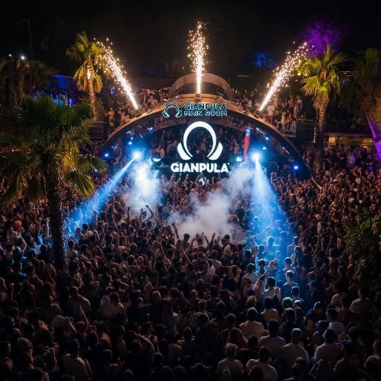 Open-air club at night
