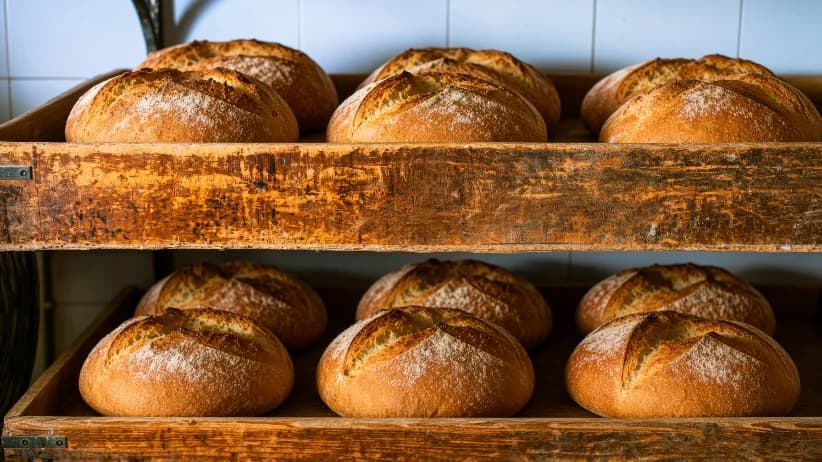 Ftira loaf, bakery counter